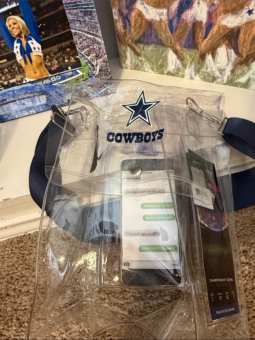 Dallas Cowboys - NFL Clear Crossbody Stadium Bag - Clear/Navy